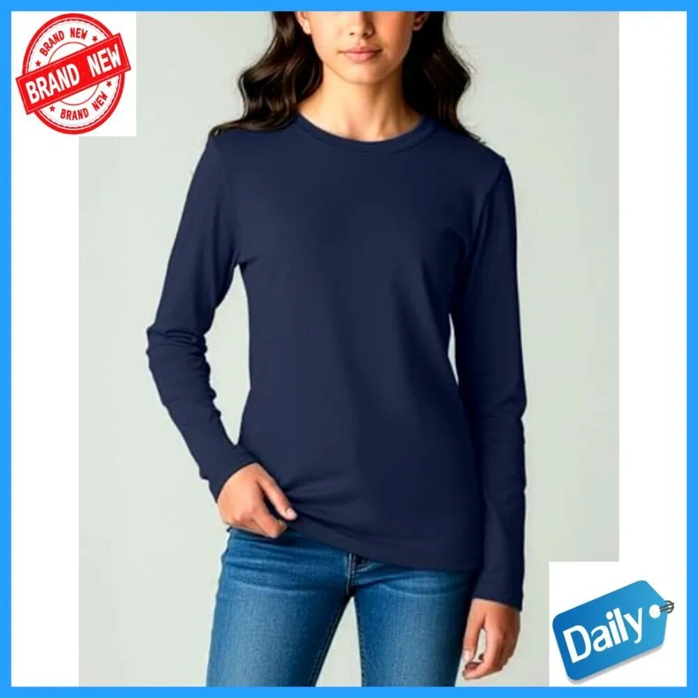 Girls Long Sleeve Cotton Tee 4-Pack Athletic Fit Youth Sizes 6-16